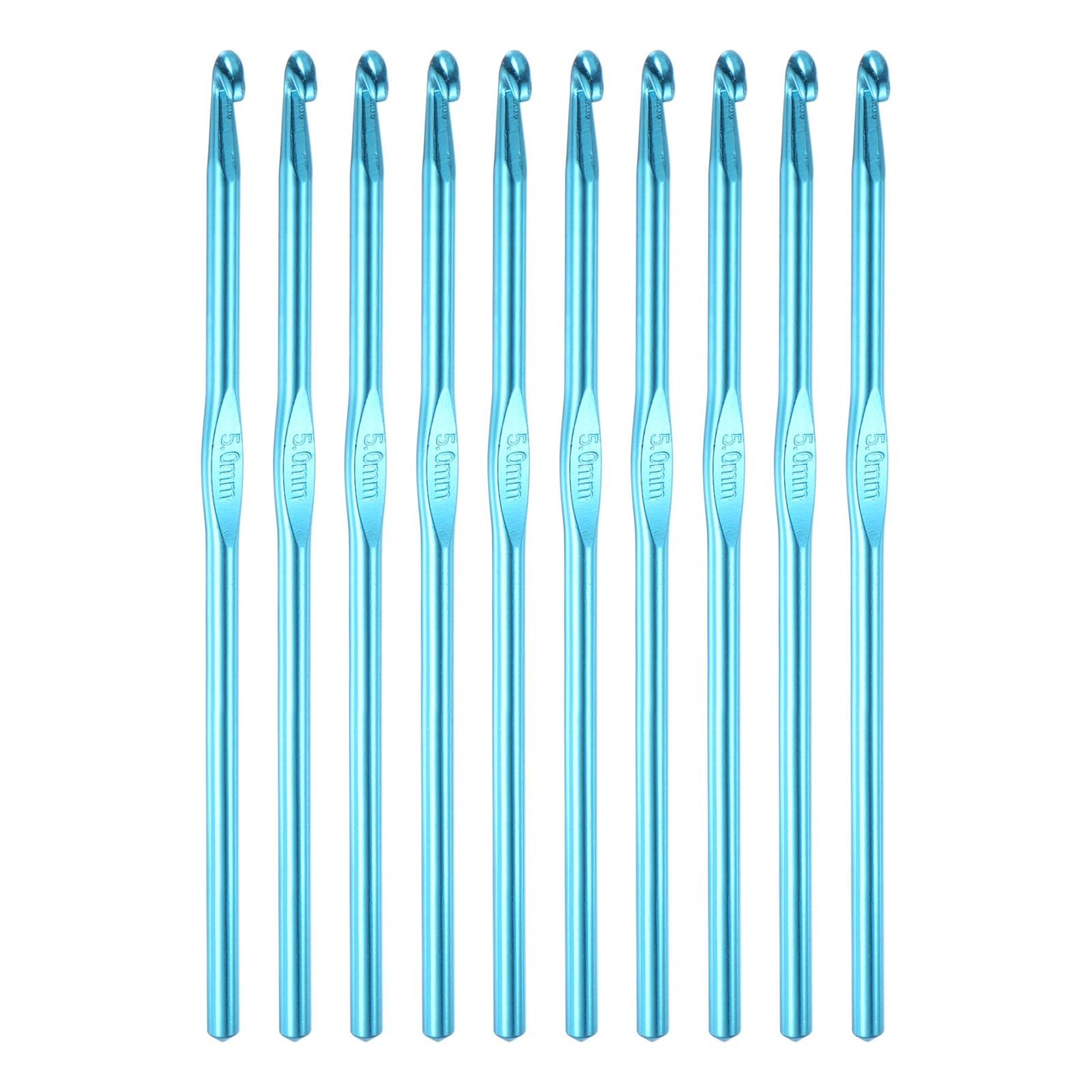 Aluminum Crochet Hook 5mm US Size H (Size 8) Knitting Needles for DIY Craft Yarn Blue 10Pcs